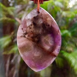 💜💜16” Amethyst Leather Choker Necklace